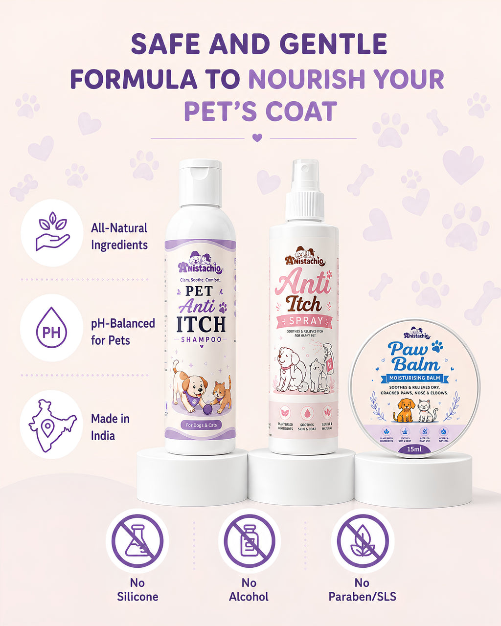 anistachio anti itch kit contents spray shampoo paw balm sulfate free paraben free