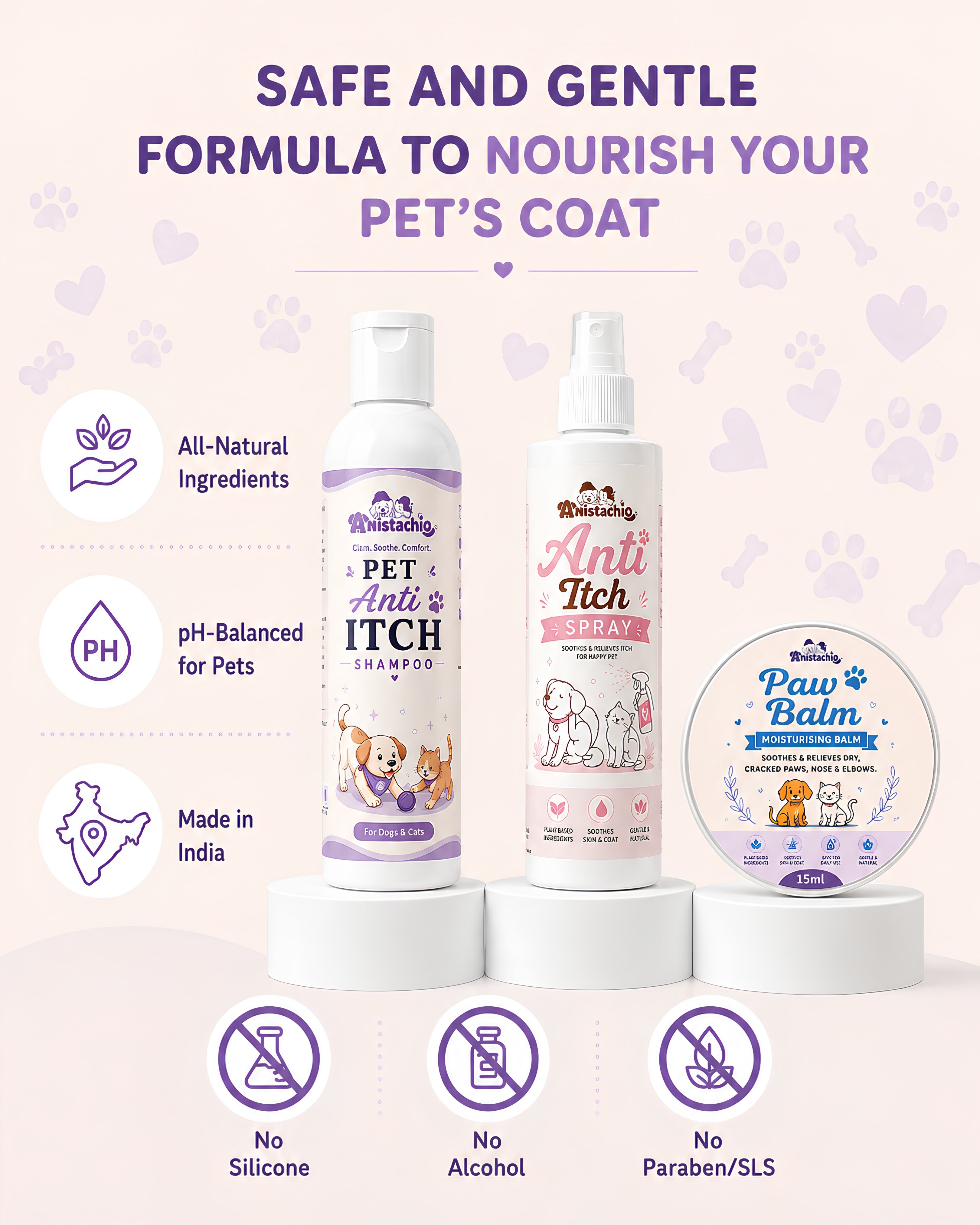 anistachio anti itch kit contents spray shampoo paw balm sulfate free paraben free